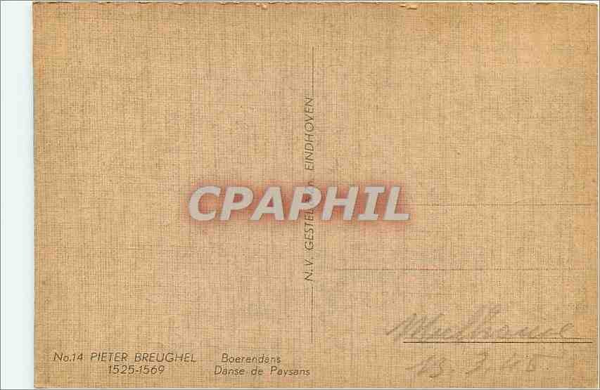 CPA PIETER BREUGHEL 1525-1571 — Verso