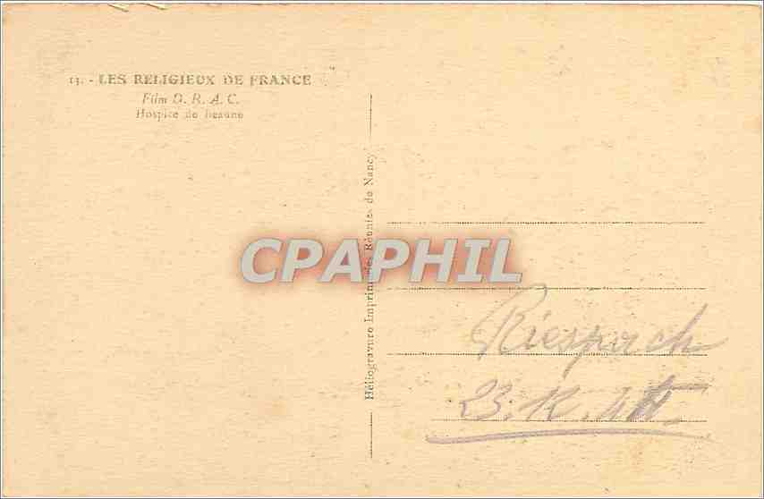 CPA LES RELIGIEUX DE France Hospice de Beaune — Rückseite
