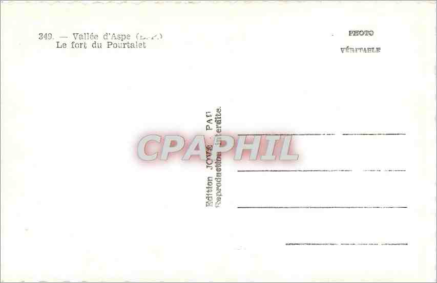 CPM Vallee d'Aspe Le fort du Pourtalet — Verso