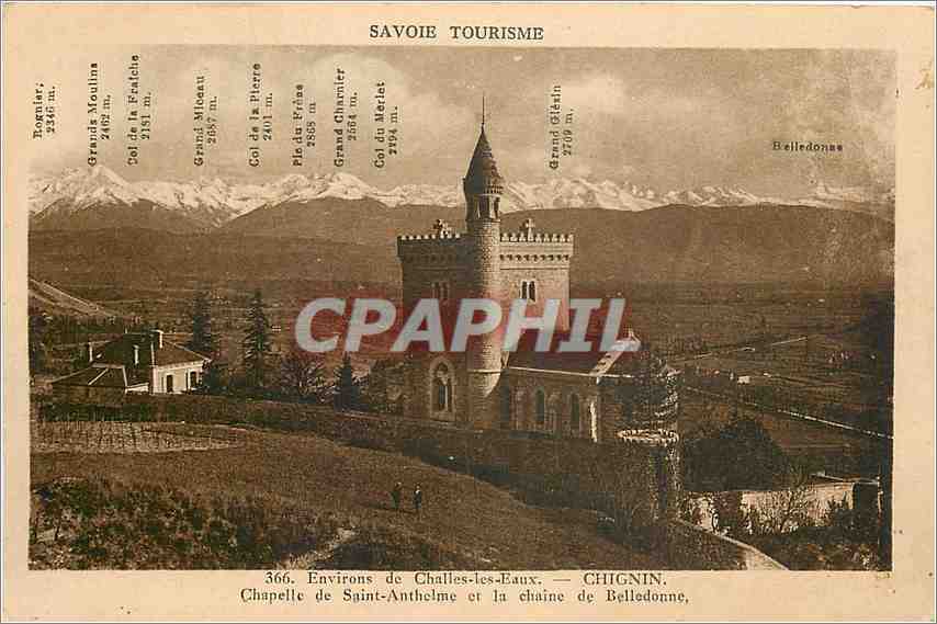 CPA SAVOIE TOURISME-Envs de Challes les eaux-CHIGNIN.Chapelle de Saint-Anthelme et la chaine de Bell