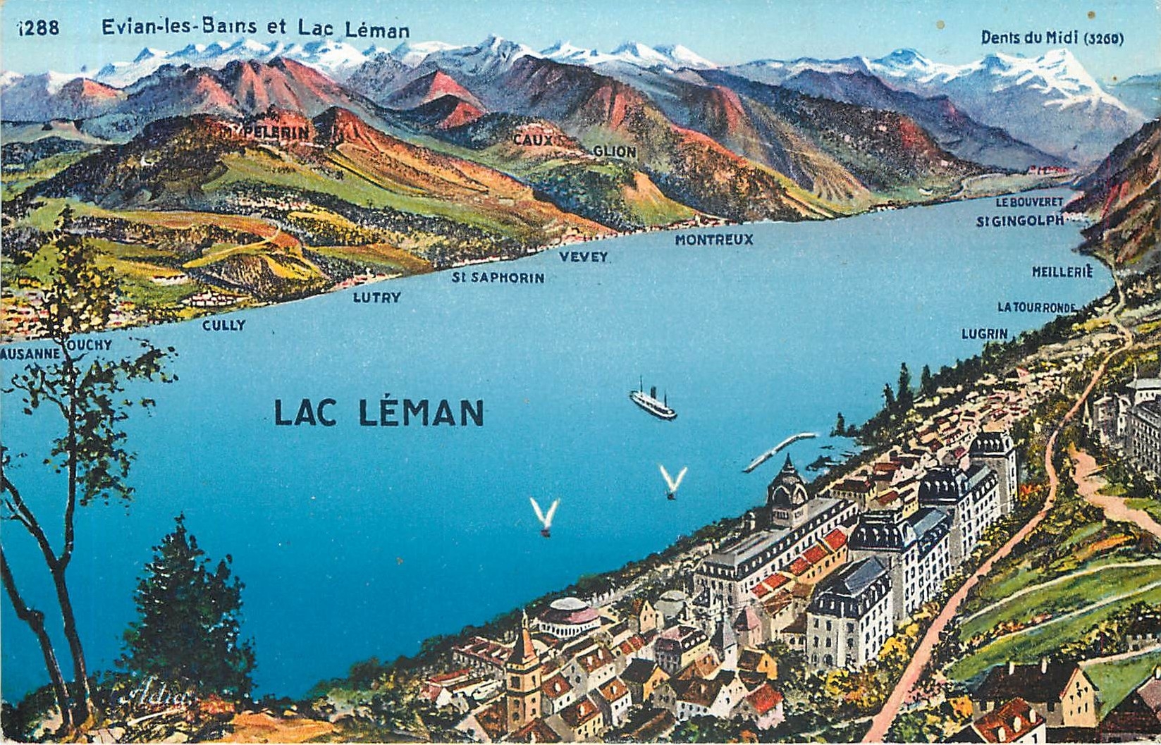 Evian-les-Bains et Lac Léman — vue panoramique — Adia, n°1288