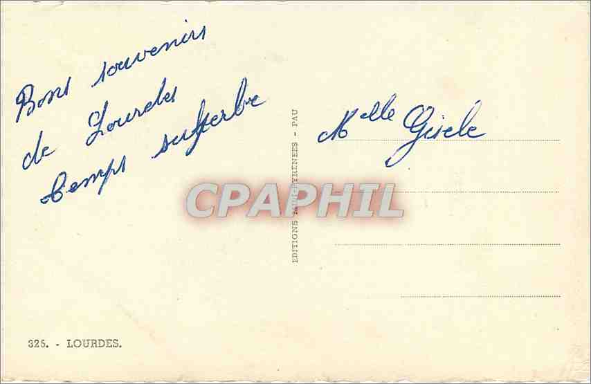 CPA Lourdes-La Grotte  — Verso