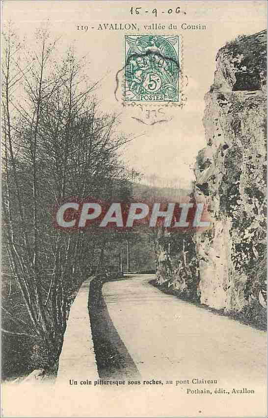 Avallon, vallée du Cousin — Un coin pittoresque sous roches, au pont Claireau — Pothain, édit., Avallon