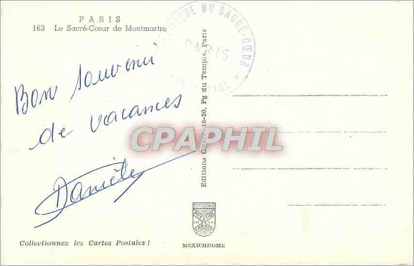 CPM PARIS-Le Sacre-Coeur de Monimartre — Rückseite