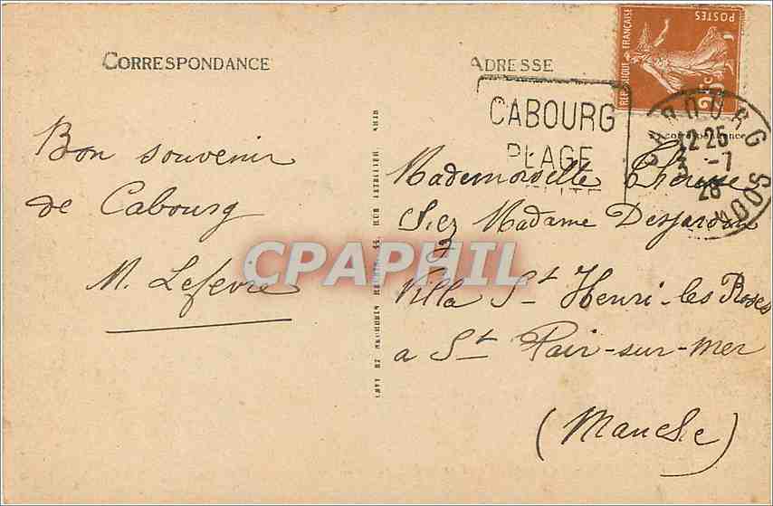 CPA CABOURG-Le Grand Hotel et la Plage — Rückseite