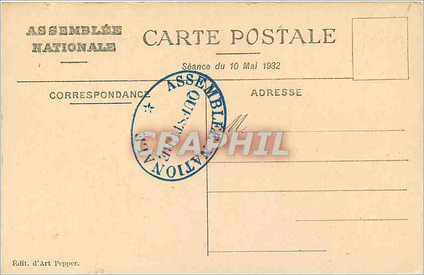 CPA ASSEMBLEE NATIONALE-Galerie des Bustes (cote gauche de la Salle des Seances) — Rückseite