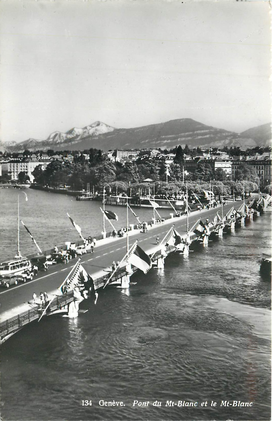 CPM GENEVE.Pont du Mt-Blanc et le Mt Blanc