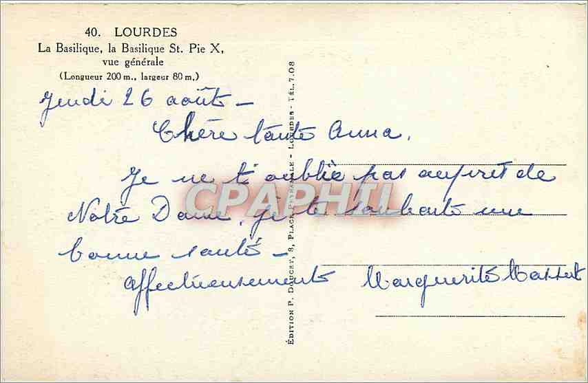 CPA LOURDES-La Basiliques St Pie X-Vue generale — Verso