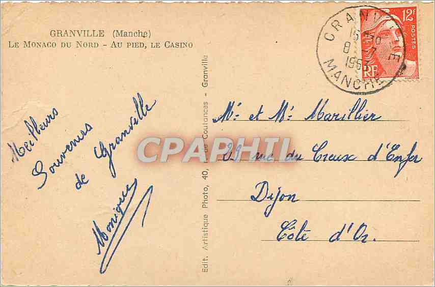 CPA GRANVILLE(Manche)-LE MONACO DU NORD-AU PIED  LE CASINO — Rückseite