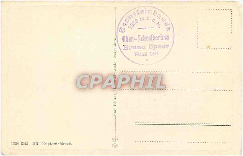 CPA HOCHTEINBAUDE1058 NU.Mi Isergebirge md Hiegenstein — Rückseite