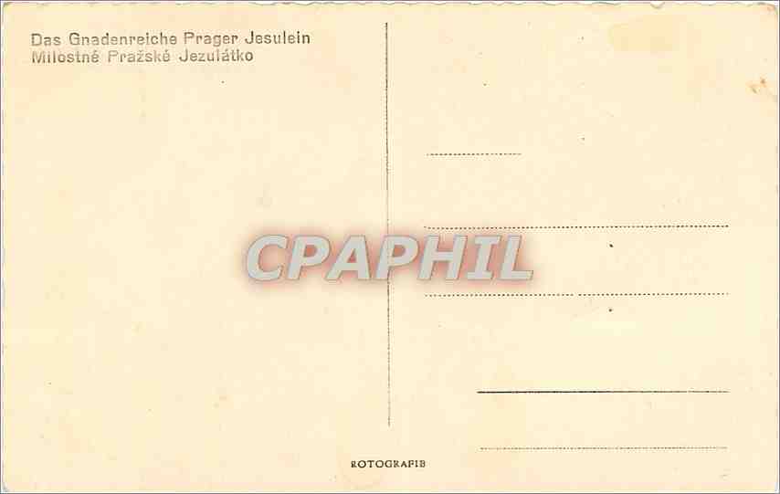 CPA DAS Gnadenreiche Prage Jesulein — Rückseite