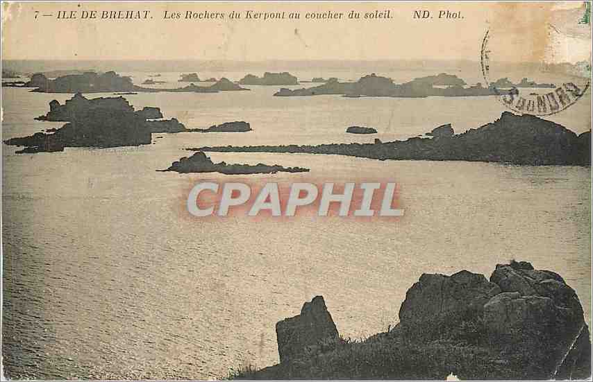 CPA ILE BREHAT-Les Rochers su Kerpont au coucher du soleil
