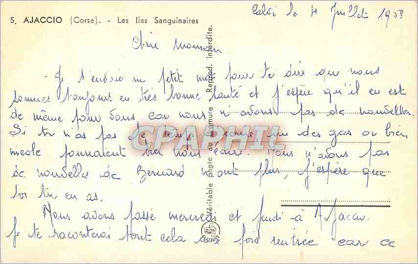 Les Îles Sanguinaires — Ajaccio (Corse) — CPAPHIL — Rückseite