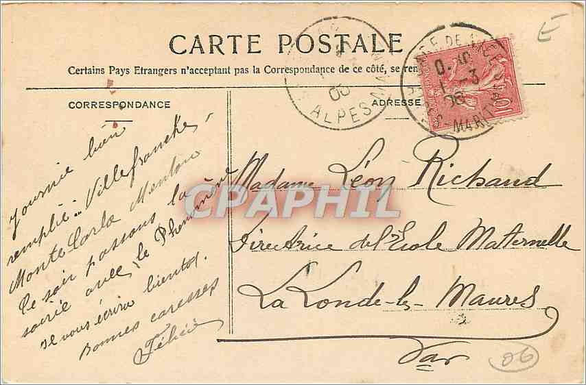 Villefranche - Der « Iéna » — La Côte d'Azur, Verlag PARO n°202 — Rückseite