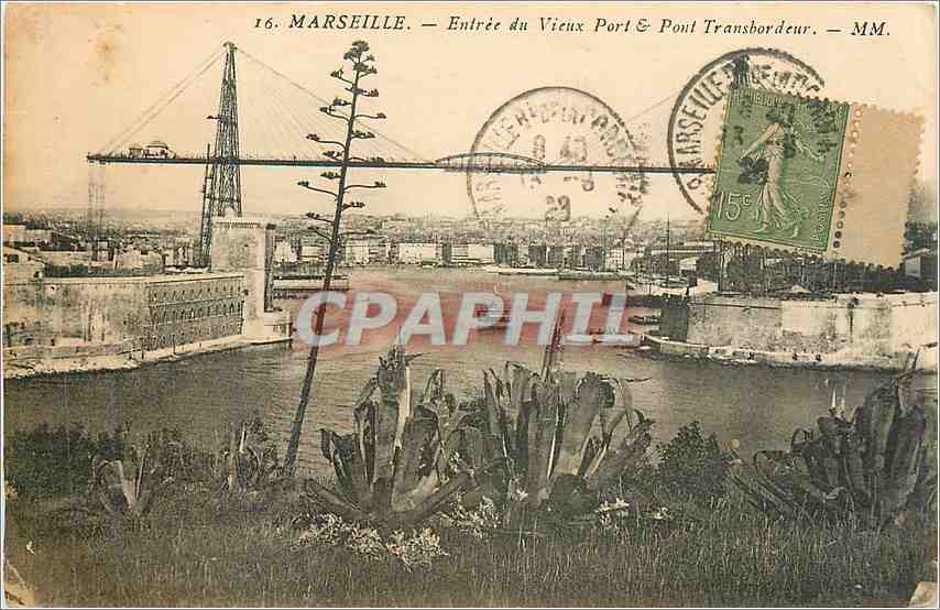 CPA Marseille Entree du Vieux Port Pont Transbordeur 