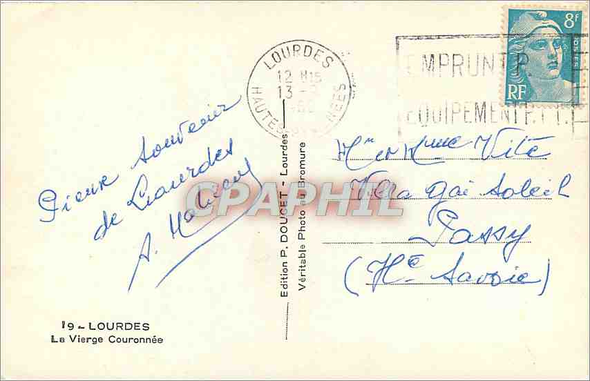 CPA Lourdes La Vierge Couronnee  — Verso