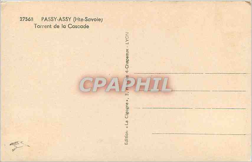 CPA Passy Assy Hte Savoie Torrent de la Cascade  — Rückseite