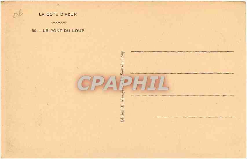 CPA La Cote d'Azur Le Pont du Loup  — Rückseite