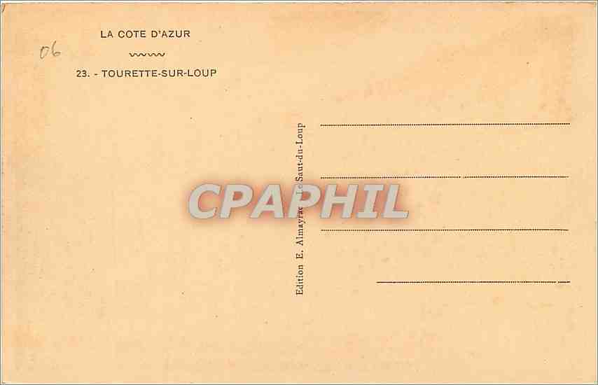 CPA La Cote d'Azur Tourette sur Loup  — Rückseite