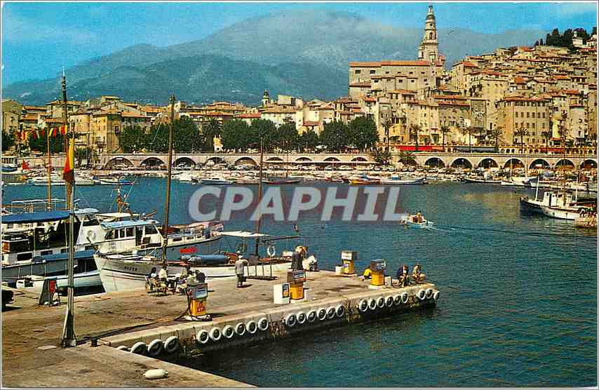 CPM Les Sites Merveilleux de La Cote d'Azur Menton Alpes Maritimes Vue sur le petit port et la Vieil
