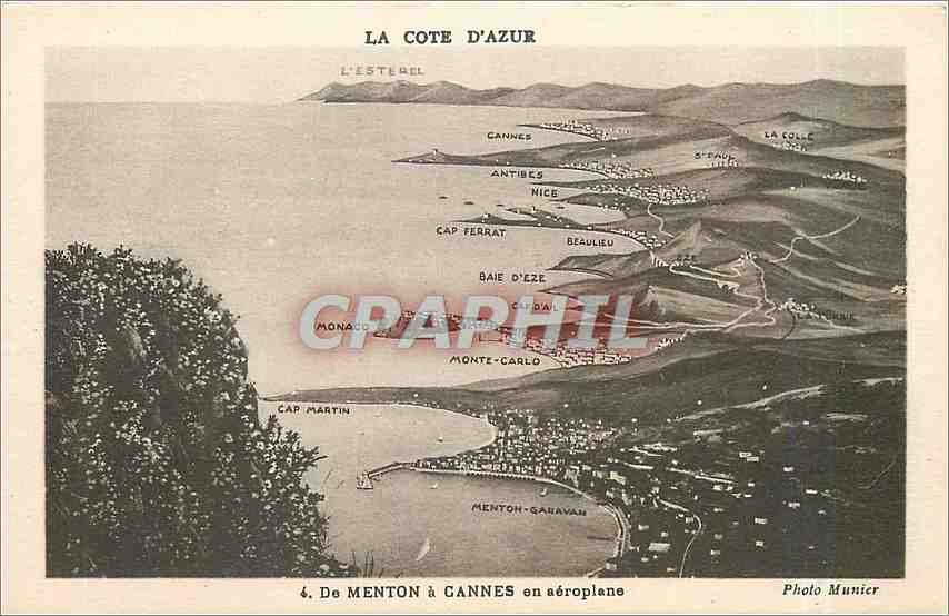 CPA La Cote d'Azur de Menton a Cannes en aeroplane 