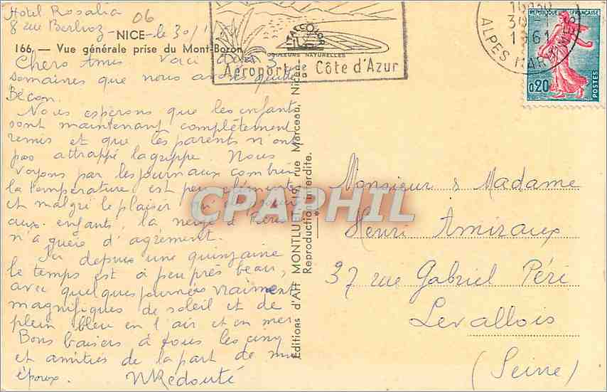 CPM Nice Vue generale prise du Mont Boron  — Verso