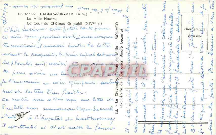 CPM Cagnes sur Mer AM La Ville Haute La Cour du Chateau Grimaldi  — Verso