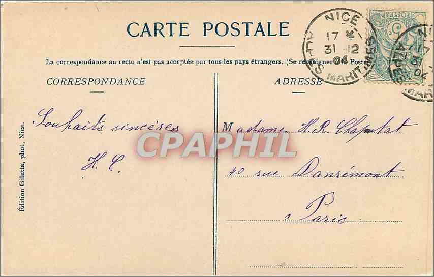 CPA Cannes La nuit La Plage et le Mont Chevalier Bateaux Peche Pecheur — Rückseite