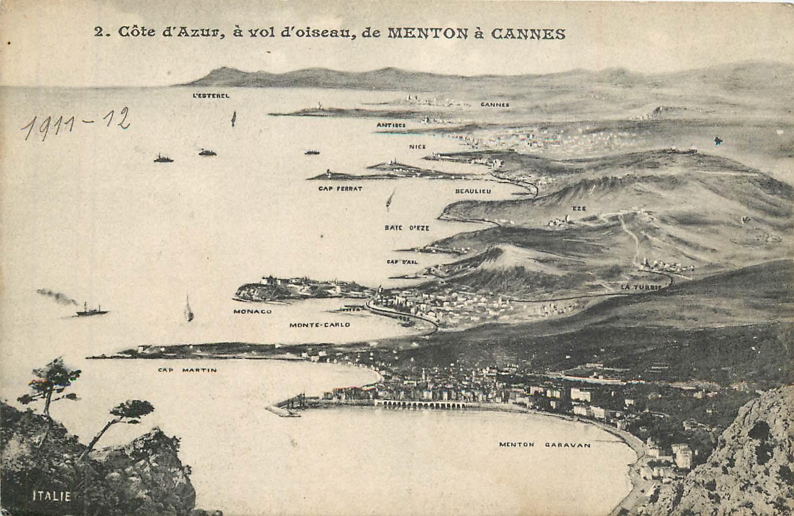 CPA Cote d'Azur a vol d'Oiseau de Menton a Cannes 