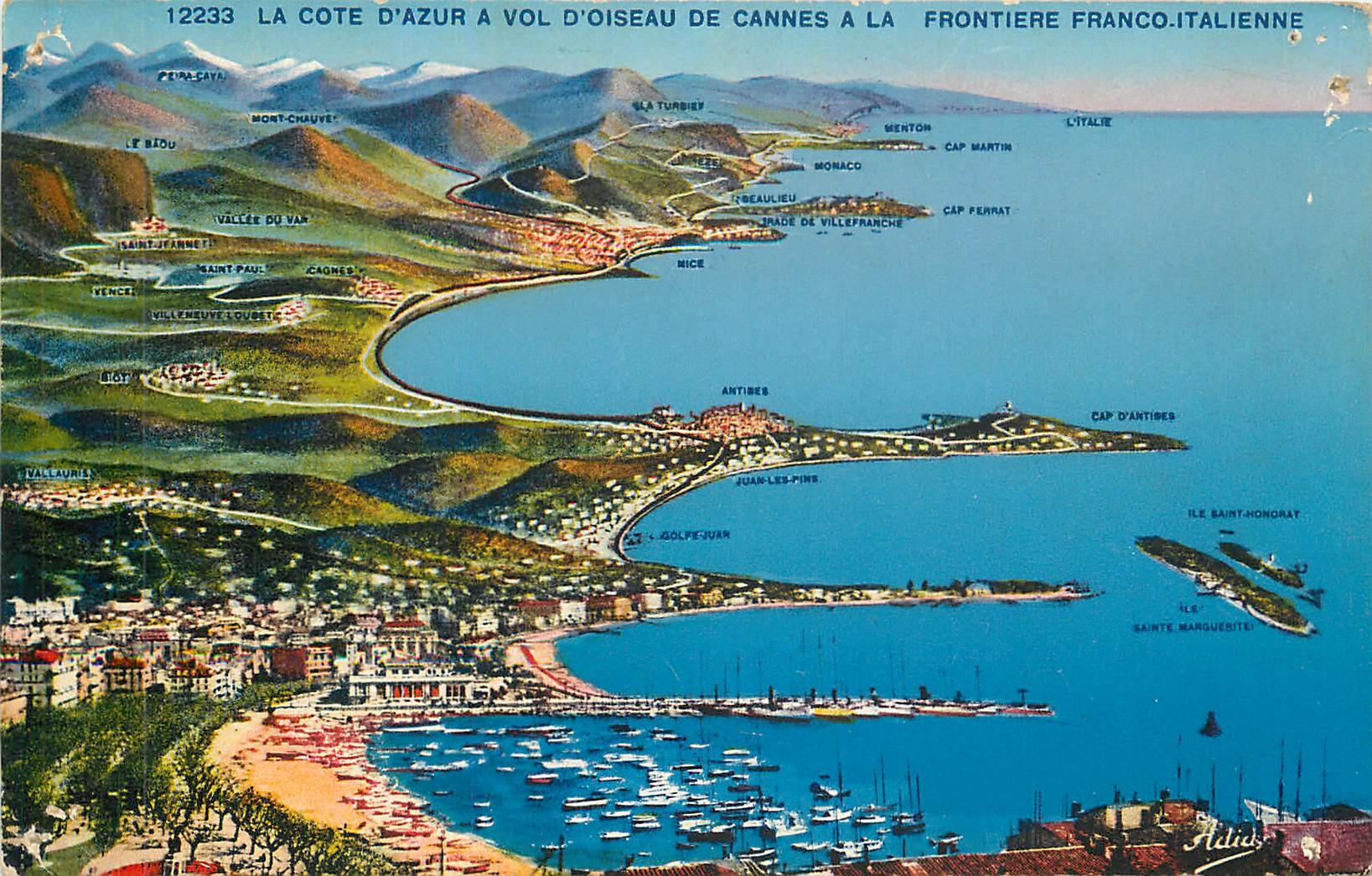 CPA La Cote d'Azur a Vol d'Oiseau de Cannes a la Frontiere Franco Italienne 