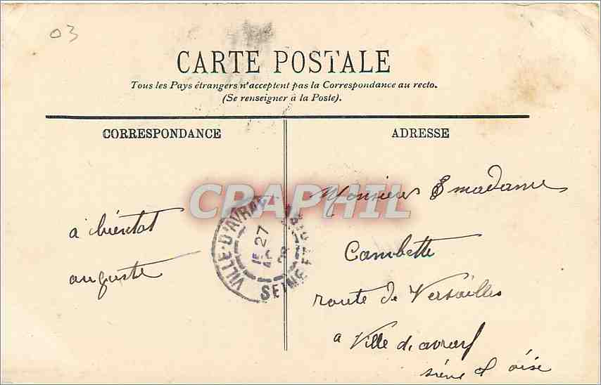 CPA Vichy La Maison de Mme de Sevigne  — Rückseite