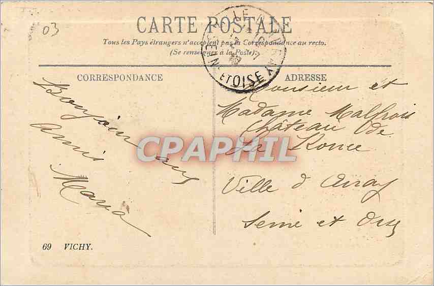 CPA Vichy La Maison de Madame de Sevigne  — Rückseite