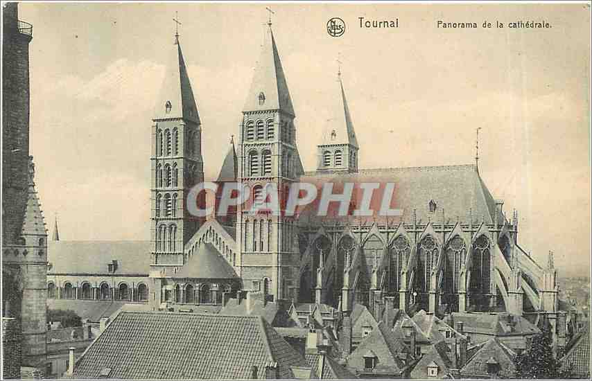 CPA Tournai Panorama de la Cathedrale 