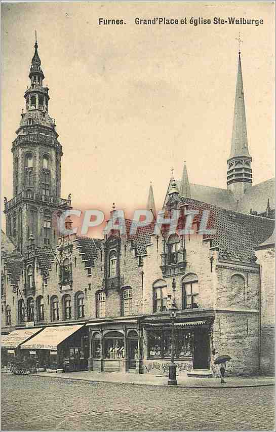 CPA Furnes Grand Place et Eglise Ste Walburge 