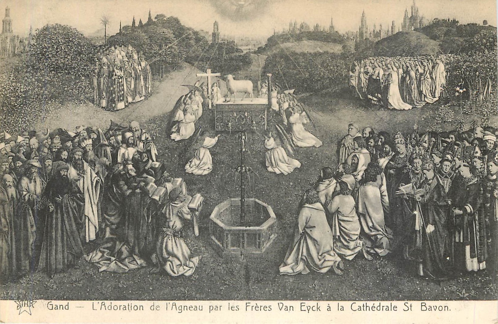 CPA Gand L'Adoration de l'Agneau par les Freres Van Eyck a la Cathedrale St Bavon 