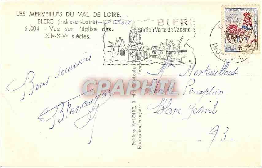 CPM Blere Indre et Loire  — Rückseite