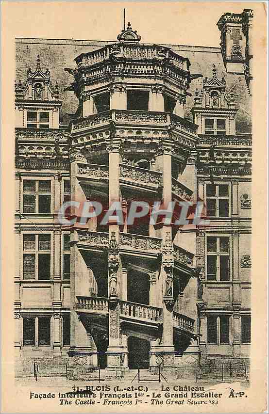 CPA Blois L et C Le Chateau Facade interieure Francois 1er Le Grand Escalier 