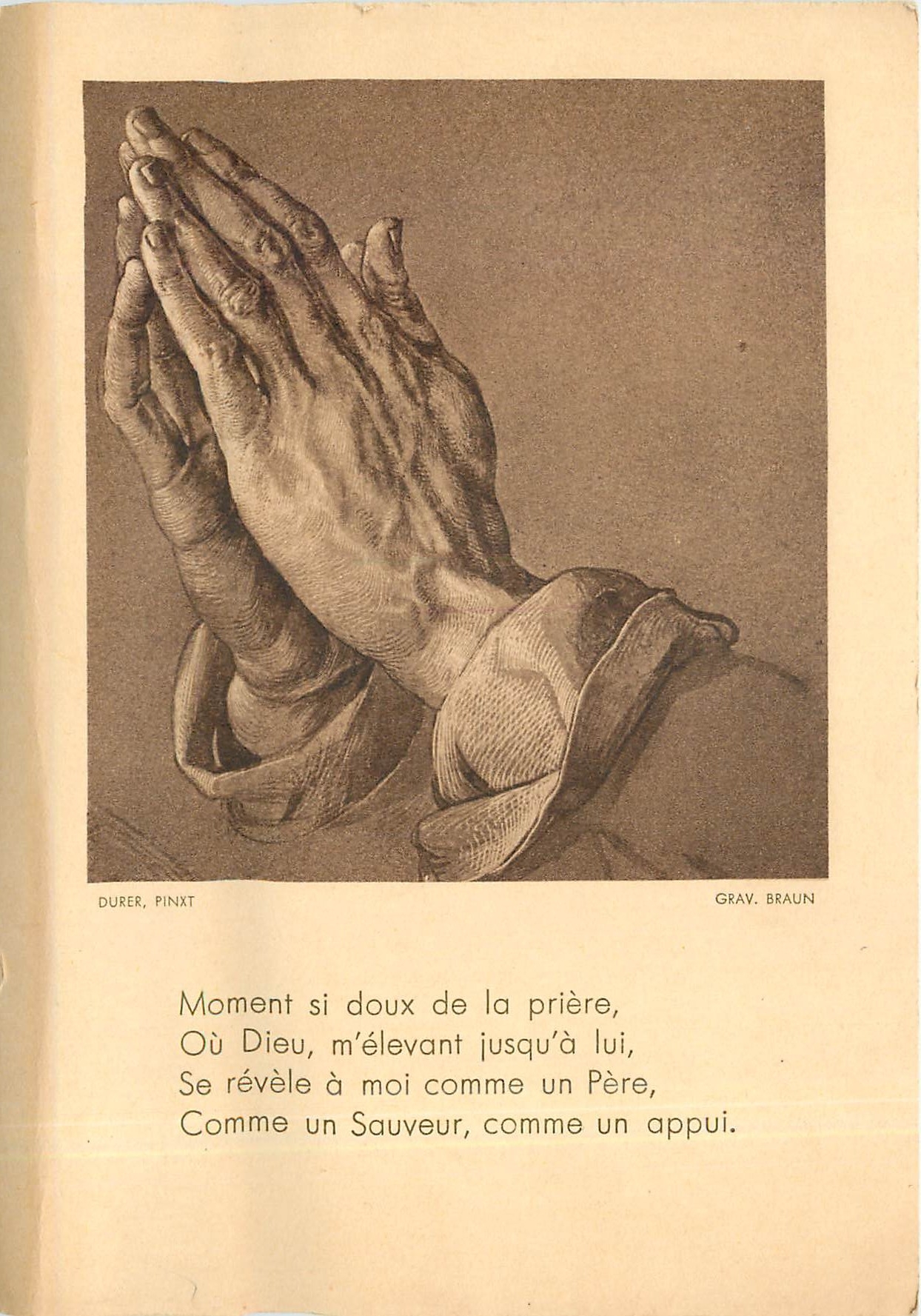 Mains jointes en prière — Gravure de Dürer — Éditions Oberphil Strasbourg