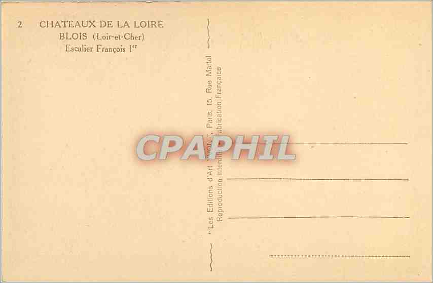 CPA Blois Loir et Cher Escalier Francois 1er  — Verso