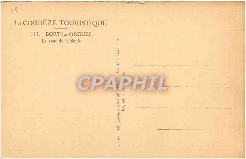 CPA Bort les Orgues Le Saut de la Saule  — Rückseite