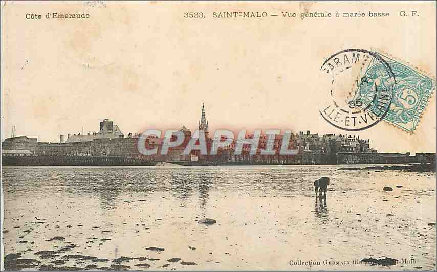 Saint-Malo — Vue générale à marée basse — G.F. n°3533 - Recto