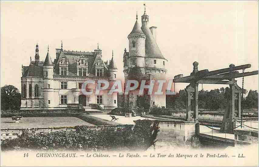 CPA Chenonceaux Le Chateau La Facade La Tour des Marques et le Pont Levis 