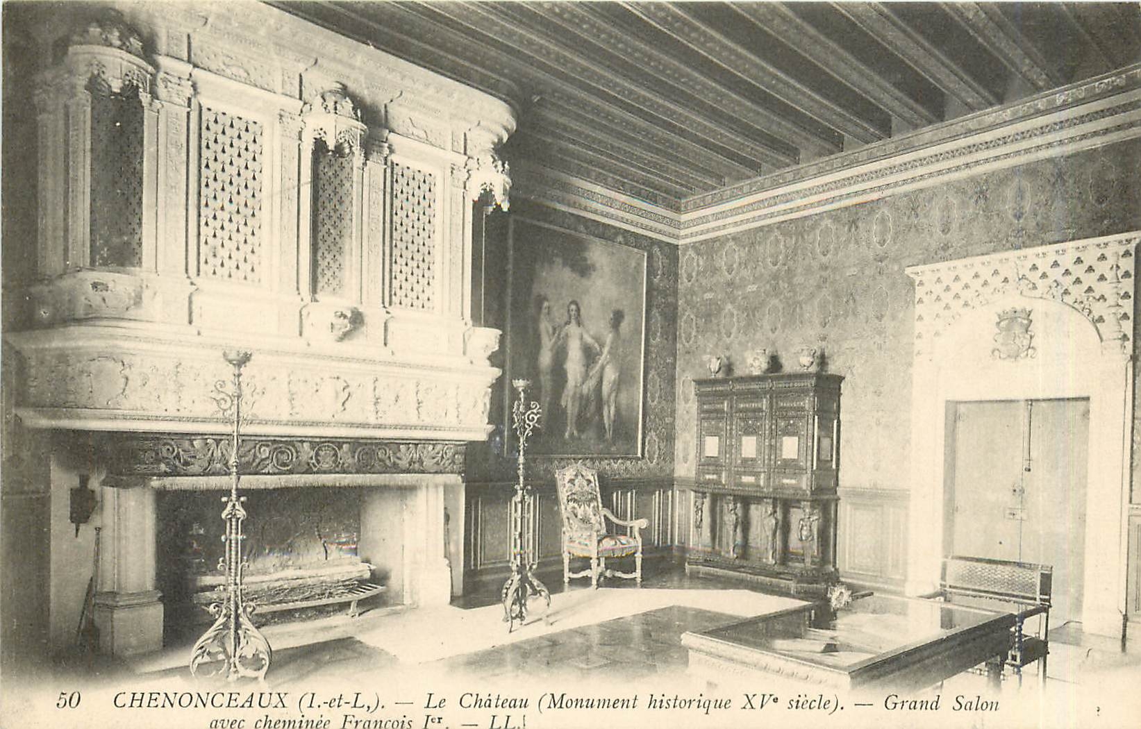 CPA Chenonceaux I et L Le Chateau Grand Salon avec cheminee Francois 1er