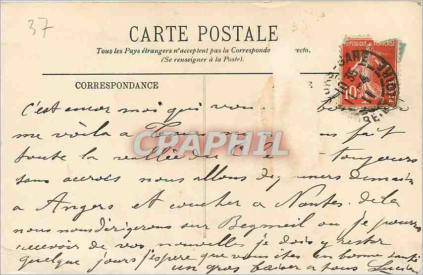CPA Tours Vue generale vers la Cathedrale  — Rückseite