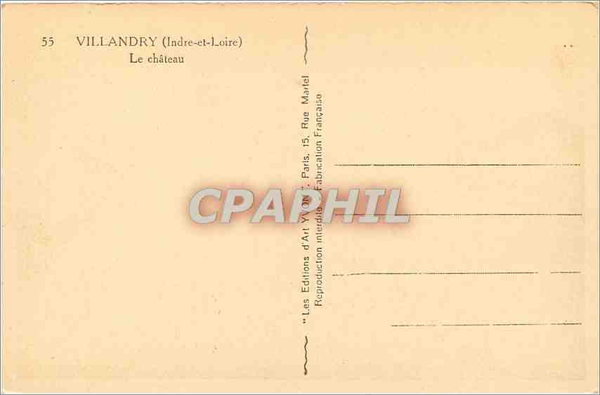 CPA Villandry Indre et Loire Le Chateau  — Rückseite