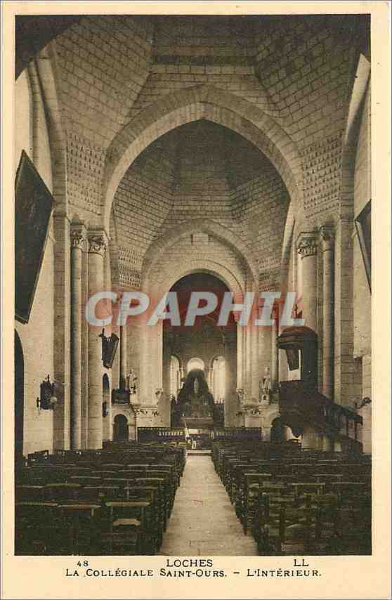 CPA Loches La Collegiale Saint Ours L'Interieur 