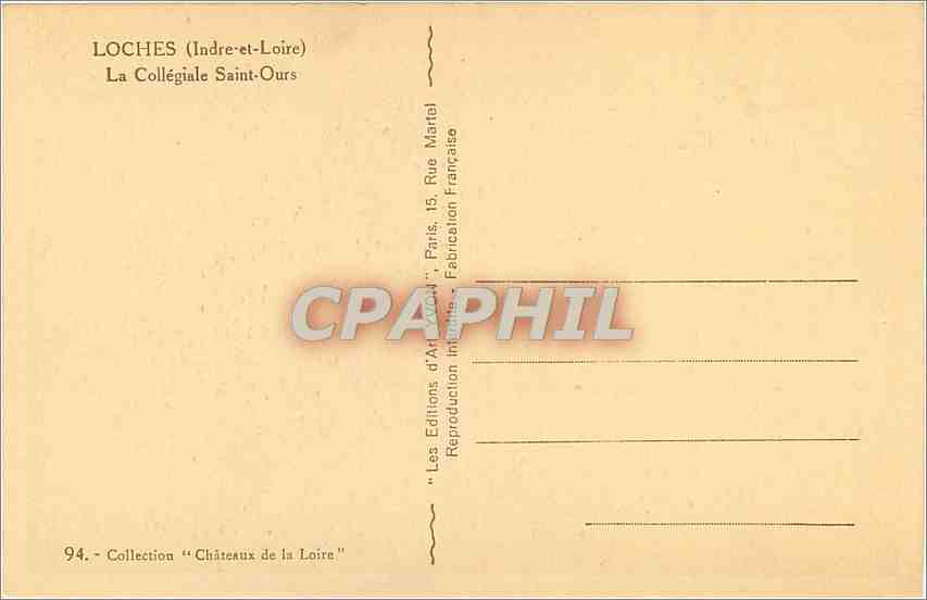 CPA Loches Indre et Loire La Collegiale Saint Ours  — Verso