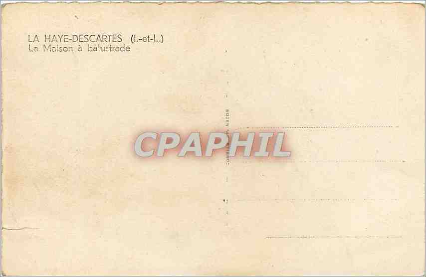 CPA La Haye Descartes I et L La Maison a balustrade  — Rückseite