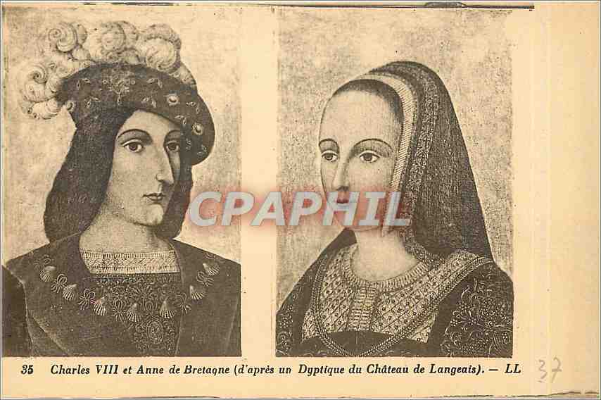 CPA Charles VIII et Anne de Bretagne d'Apres un Dyptique du Chateau de Langeais 