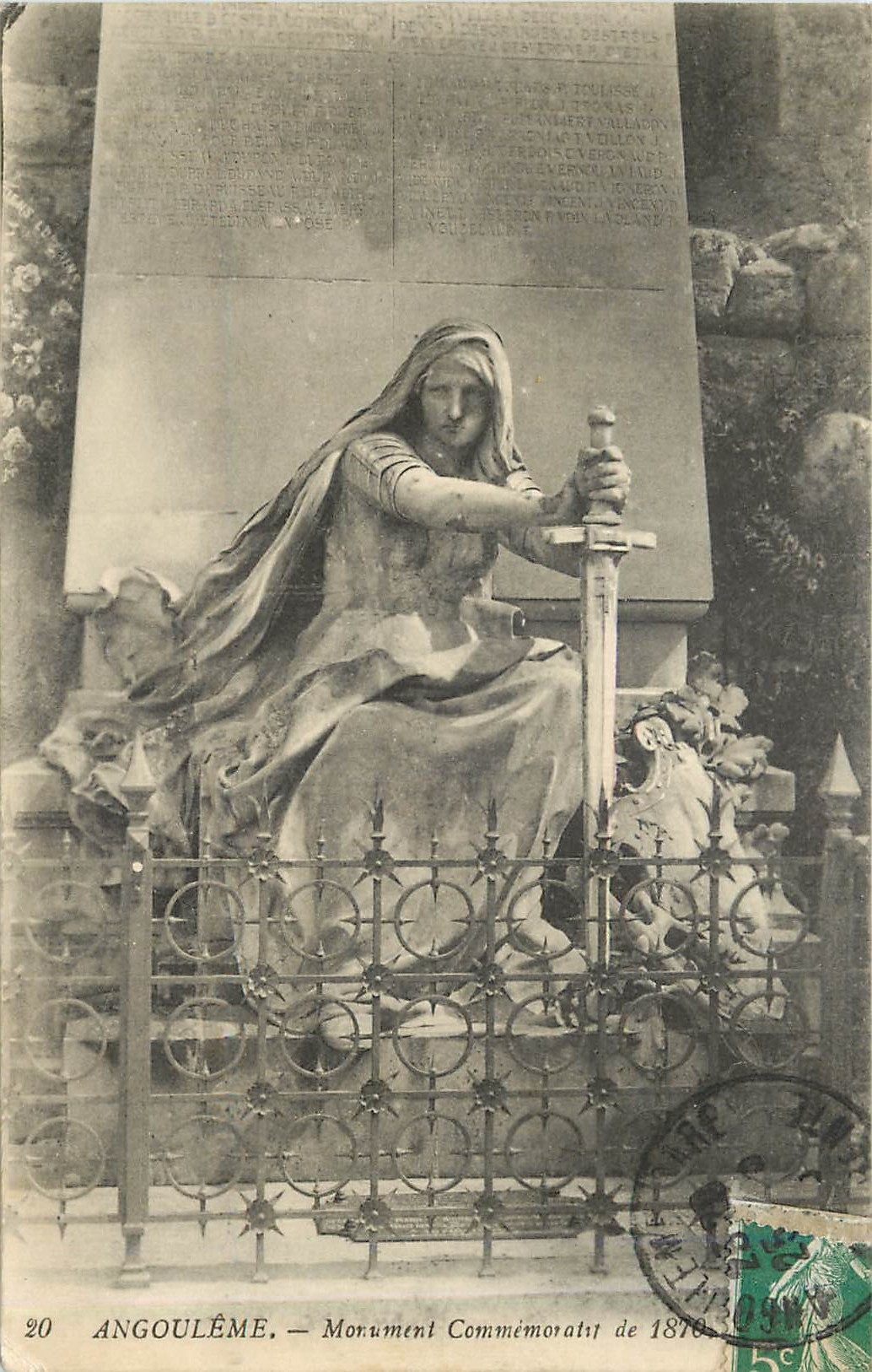 Angoulême — Monument Commémoratif de 1870 — éditeur inconnu, n° 20